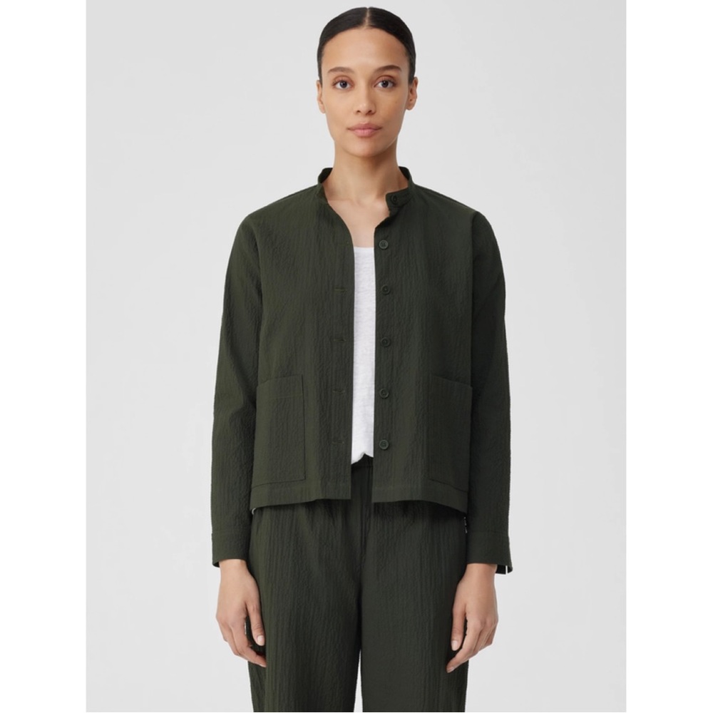 Eileen Fisher Organic cotton pucker shirt jacket w/ pockets